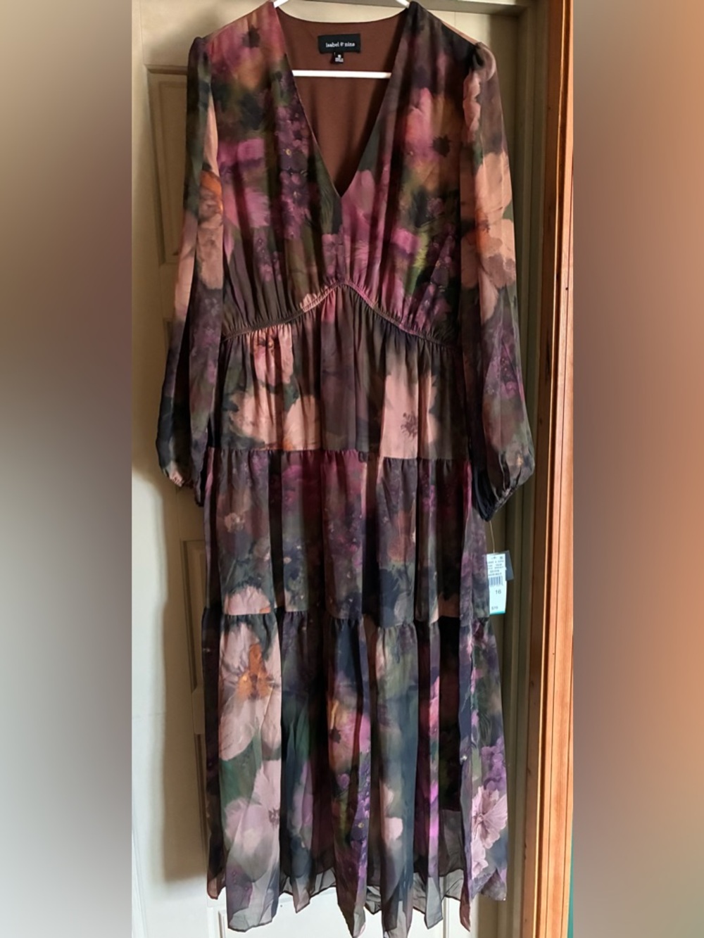 Isabel & Jane Floral Long-Sleeve Tiered Maxi Dress - Multicolor